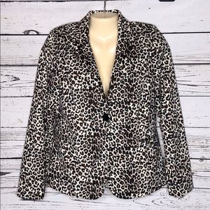 Forever 21 NWT Size L Animal Print One Button Notch Collar Blazer Jacket